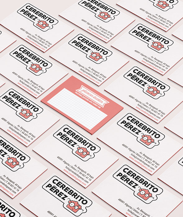 papelería, tarjetas visita Cerebrito Pérez